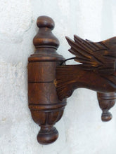 Load image into Gallery viewer, Pair Vintage French Carved Wood Gothic Chimera Wall Light Sconce Gargoye Shades