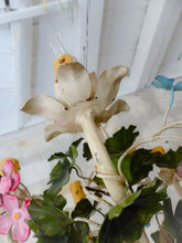 Load image into Gallery viewer, Charming Florentine Chandelier Enameled Metal Tole Flowers 50's Italian Ceiling