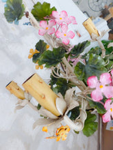 Load image into Gallery viewer, Charming Florentine Chandelier Enameled Metal Tole Flowers 50's Italian Ceiling