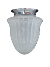Load image into Gallery viewer, Gorgeous Vintage French ART DECO Lamp or Ceiling- Frosted white Glass 1950