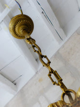 Load image into Gallery viewer, Antique FRENCH Bronze CHANDELIER Porcelaine Pink ROSES / Frosted White SHADES