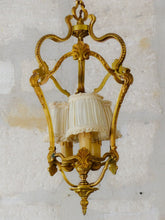 Load image into Gallery viewer, Gorgeous Vintage French Hall Lantern Chandelier Ceiling Gilded Bronze Shades 3🔥