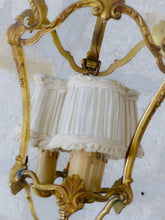 Load image into Gallery viewer, Gorgeous Vintage French Hall Lantern Chandelier Ceiling Gilded Bronze Shades 3🔥