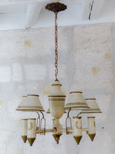 Load image into Gallery viewer, French Antique Chandelier Quinquet 5 Lights Painted Tole Empire 19TH Directoire