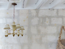 Load image into Gallery viewer, French Antique Chandelier Quinquet 5 Lights Painted Tole Empire 19TH Directoire