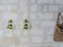 Load image into Gallery viewer, Charming Florentine PAIR Wall Light Enameled Metal Tole Flowers 1980 Italian