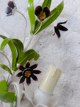 Load image into Gallery viewer, Charming Florentine PAIR Wall Light Enameled Metal Tole Flowers 1980 Italian