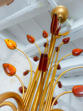 Load image into Gallery viewer, BANCI Firenze Gorgeous Mid-Century Gilt Iron Chandelier Floral Crystal 5 Fires