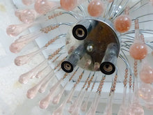 Load image into Gallery viewer, Vintage Waterfall Chandelier Pink Glass Drops 1970 MURANO Chrome VENINI Ceiling
