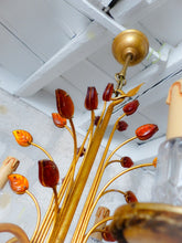 Load image into Gallery viewer, BANCI Firenze Gorgeous Mid-Century Gilt Iron Chandelier Floral Crystal 5 Fires