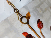 Load image into Gallery viewer, BANCI Firenze Gorgeous Mid-Century Gilt Iron Chandelier Floral Crystal 5 Fires 2