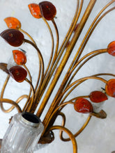 Load image into Gallery viewer, BANCI Firenze Gorgeous Mid-Century Gilt Iron Chandelier Floral Crystal 5 Fires 2
