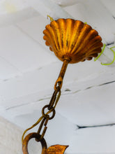 Load image into Gallery viewer, BANCI Firenze Gorgeous Mid-Century Gilt Iron Chandelier Floral Crystal 5 Fires 2