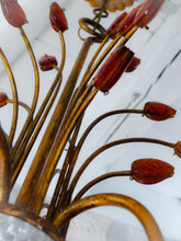 Load image into Gallery viewer, BANCI Firenze Gorgeous Mid-Century Gilt Iron Chandelier Floral Crystal 5 Fires 2