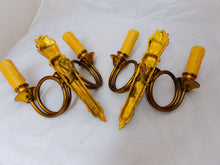 Load image into Gallery viewer, Antique PAIR French Louis XVI Wall Light Sconce Hunting Horn Torch Gilded Bronze