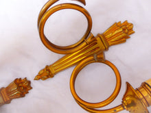 Load image into Gallery viewer, Antique PAIR French Louis XVI Wall Light Sconce Hunting Horn Torch Gilded Bronze