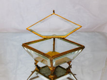 Load image into Gallery viewer, Antique Large French Jewelry Box Thick Beveled Glass Rare Theme 19TH Brass