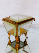 Load image into Gallery viewer, Antique Large French Jewelry Box Thick Beveled Glass Rare Theme 19TH Brass