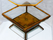Load image into Gallery viewer, Antique Large French Jewelry Box Thick Beveled Glass Rare Theme 19TH Brass