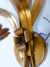 Load image into Gallery viewer, Pair of French Gilt Metal Ear of Wheat Sconces Inspired By Coco Chanel, Wired