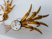 Load image into Gallery viewer, Pair of French Gilt Metal Ear of Wheat Sconces Inspired By Coco Chanel, Wired