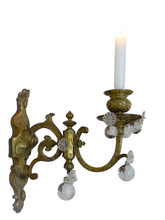 Load image into Gallery viewer, Large Antique French Bronze Rococo 19TH Wall Light Sconce Louis XV Crystal Balls