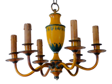 Load image into Gallery viewer, Gorgeous French Antique Chandelier 6 Lights Painted Tole Empire 19TH Directoire