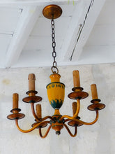 Load image into Gallery viewer, Gorgeous French Antique Chandelier 6 Lights Painted Tole Empire 19TH Directoire