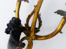 Load image into Gallery viewer, Gorgeous Antique Pair French Couple Cherub Candlestick gilded Bronze Patina 19TH