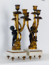 Load image into Gallery viewer, Gorgeous Antique Pair French Couple Cherub Candlestick gilded Bronze Patina 19TH