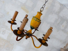 Load image into Gallery viewer, Gorgeous French Antique Chandelier 6 Lights Painted Tole Empire 19TH Directoire