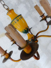 Load image into Gallery viewer, Gorgeous French Antique Chandelier 6 Lights Painted Tole Empire 19TH Directoire