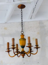 Load image into Gallery viewer, Gorgeous French Antique Chandelier 6 Lights Painted Tole Empire 19TH Directoire