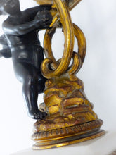 Load image into Gallery viewer, Gorgeous Antique Pair French Couple Cherub Candlestick gilded Bronze Patina 19TH