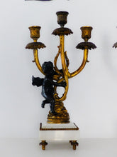 Load image into Gallery viewer, Gorgeous Antique Pair French Couple Cherub Candlestick gilded Bronze Patina 19TH