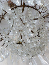 Load image into Gallery viewer, Gorgeous Vintage French Basket Chandelier 6 Fires Clear Drops Prisms Cup 1950