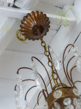 Load image into Gallery viewer, Gorgeous Vintage French Basket Chandelier 6 Fires Clear Drops Prisms Cup 1950