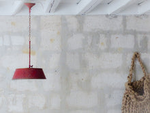 Load image into Gallery viewer, French Antique Ceiling Red Painted Tole Empire 19TH Directoire Bouillotte
