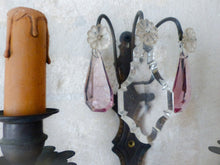 Load image into Gallery viewer, Charming 19TH Gorgeous PAIR Wall Light Bronze & Clear Crystal Drop Sconces