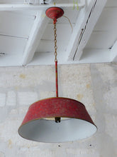 Load image into Gallery viewer, French Antique Ceiling Red Painted Tole Empire 19TH Directoire Bouillotte