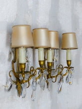 Load image into Gallery viewer, 19TH Gorgeous antique PAIR Wall Light Clear Crystal Drop Sconces Lyre Prisms