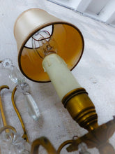 Load image into Gallery viewer, 19TH Gorgeous antique PAIR Wall Light Clear Crystal Drop Sconces Lyre Prisms