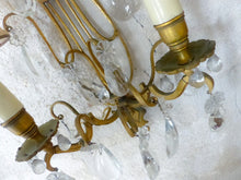 Load image into Gallery viewer, 19TH Gorgeous antique PAIR Wall Light Clear Crystal Drop Sconces Lyre Prisms