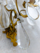 Load image into Gallery viewer, 19TH Gorgeous antique PAIR Wall Light Clear Crystal Drop Sconces Lyre Prisms