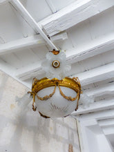 Load image into Gallery viewer, 19TH Antique French 3 Arms Ormolu Bronze Brass Chandelier Cut Crystal Ceiling