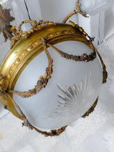 Load image into Gallery viewer, 19TH Antique French 3 Arms Ormolu Bronze Brass Chandelier Cut Crystal Ceiling