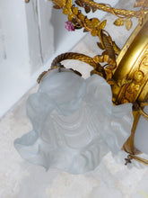 Load image into Gallery viewer, 19TH Antique French 3 Arms Ormolu Bronze Brass Chandelier Cut Crystal Ceiling