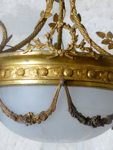 Load image into Gallery viewer, 19TH Antique French 3 Arms Ormolu Bronze Brass Chandelier Cut Crystal Ceiling