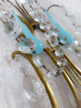 Load image into Gallery viewer, MURANO Antique Wall Light Aqua Blue Opaline Drops Crystal Prisms 1930 Chandelier