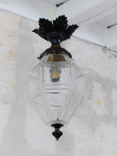 Load image into Gallery viewer, Gorgeous Small French Hall Lantern 1900 Chandelier Ceiling Gilded Bronze Crystal
